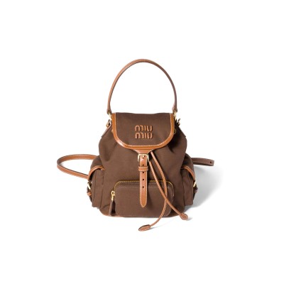 MIU MIU CANVAS AND LEATHER BACKPACK 5BZ043 (22*18*11.5cm)